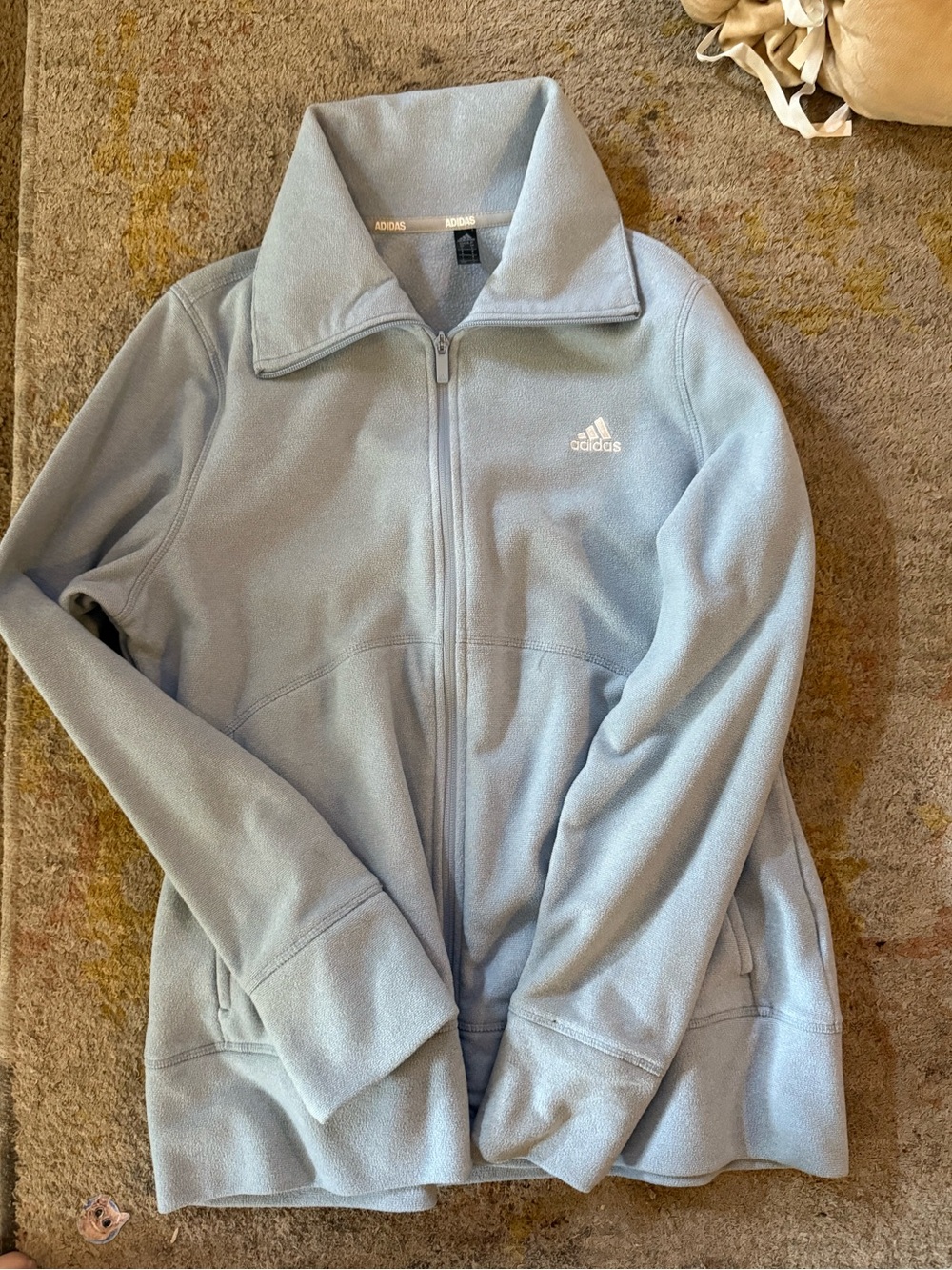 adidas Women’s Pale Blue Full-Zip Teddy Fleece Jacket